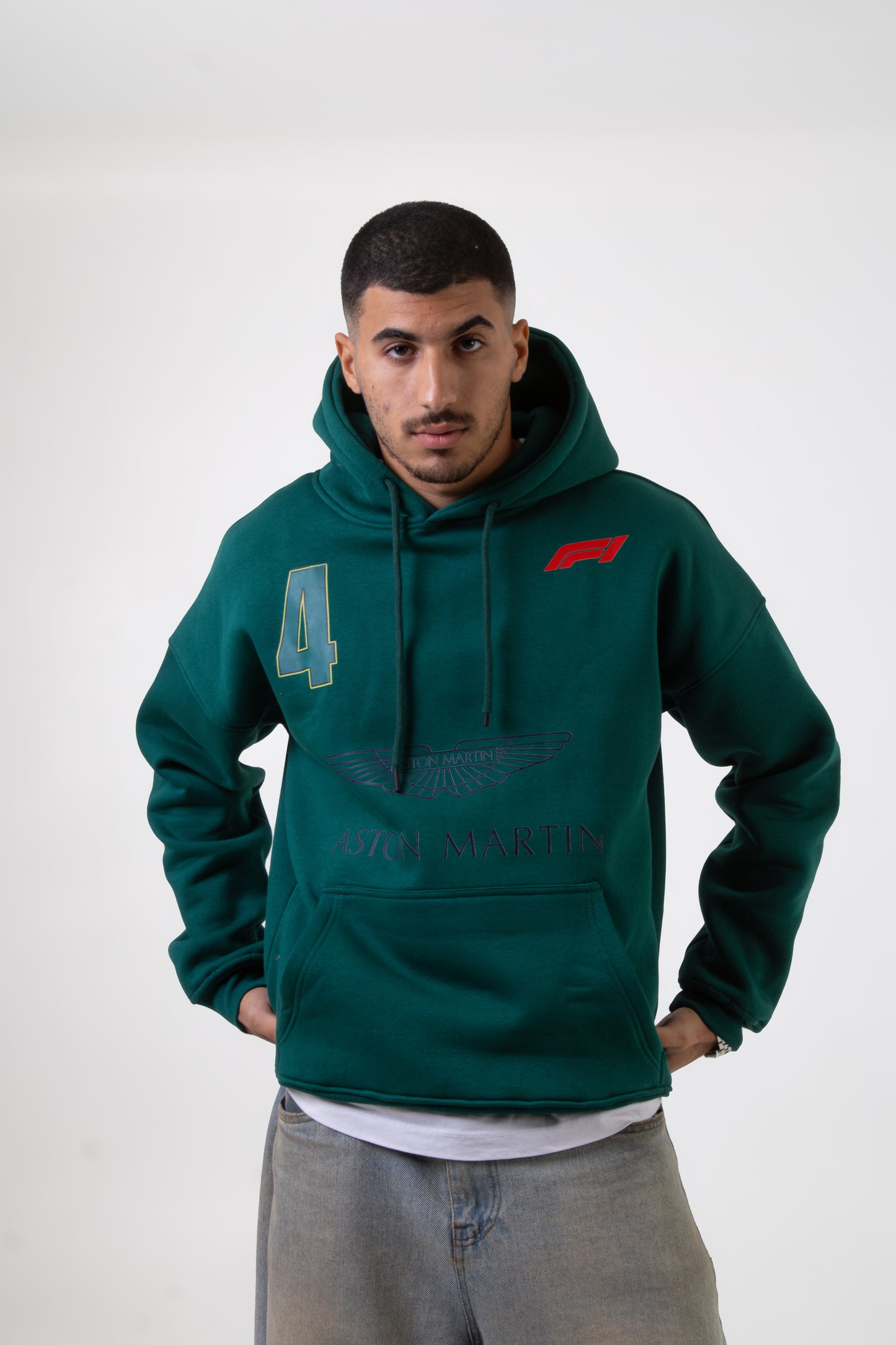 Dark Green Printed "F1" Hoodie