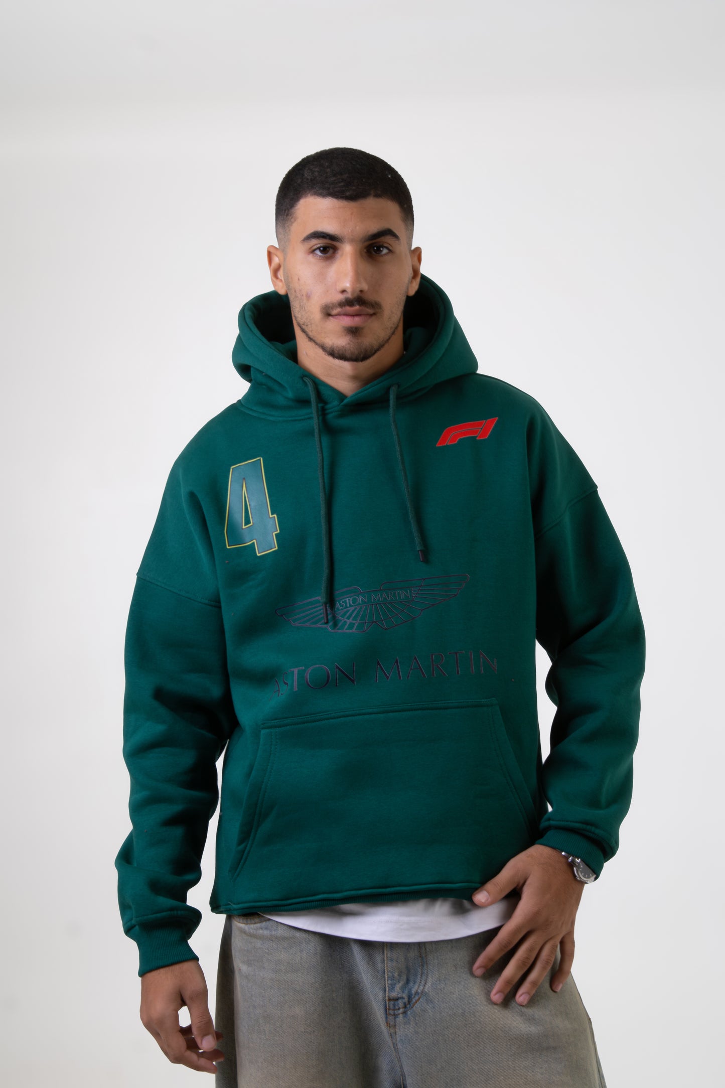 Dark Green Printed "F1" Hoodie