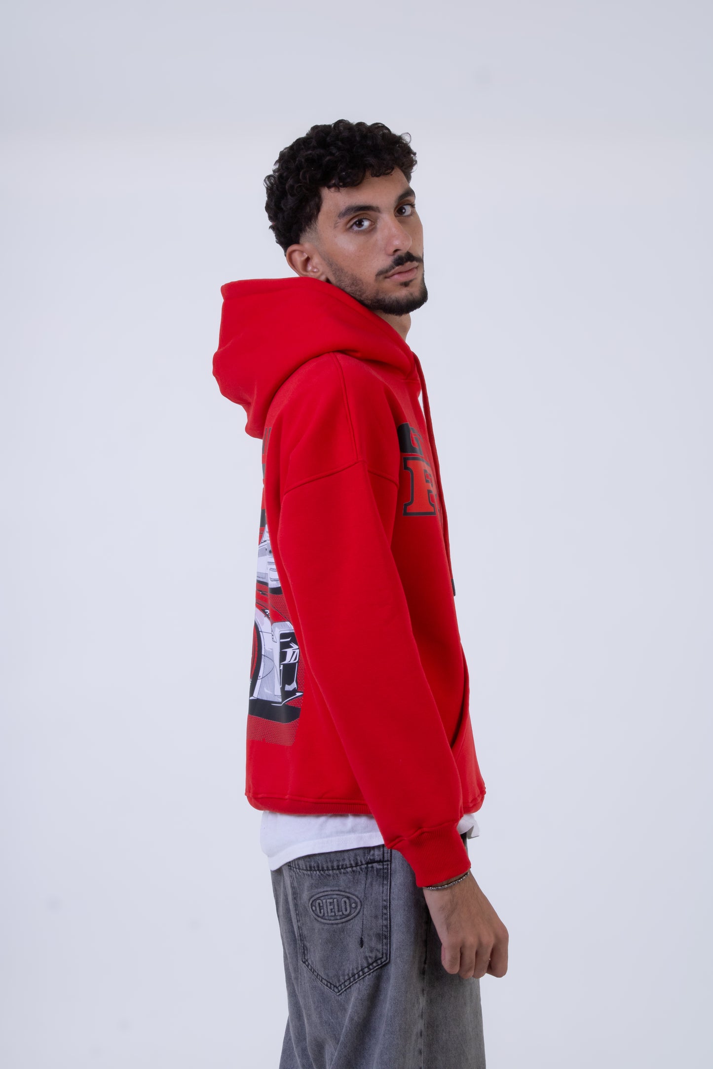 Red Printed "Godzella" Hoodie