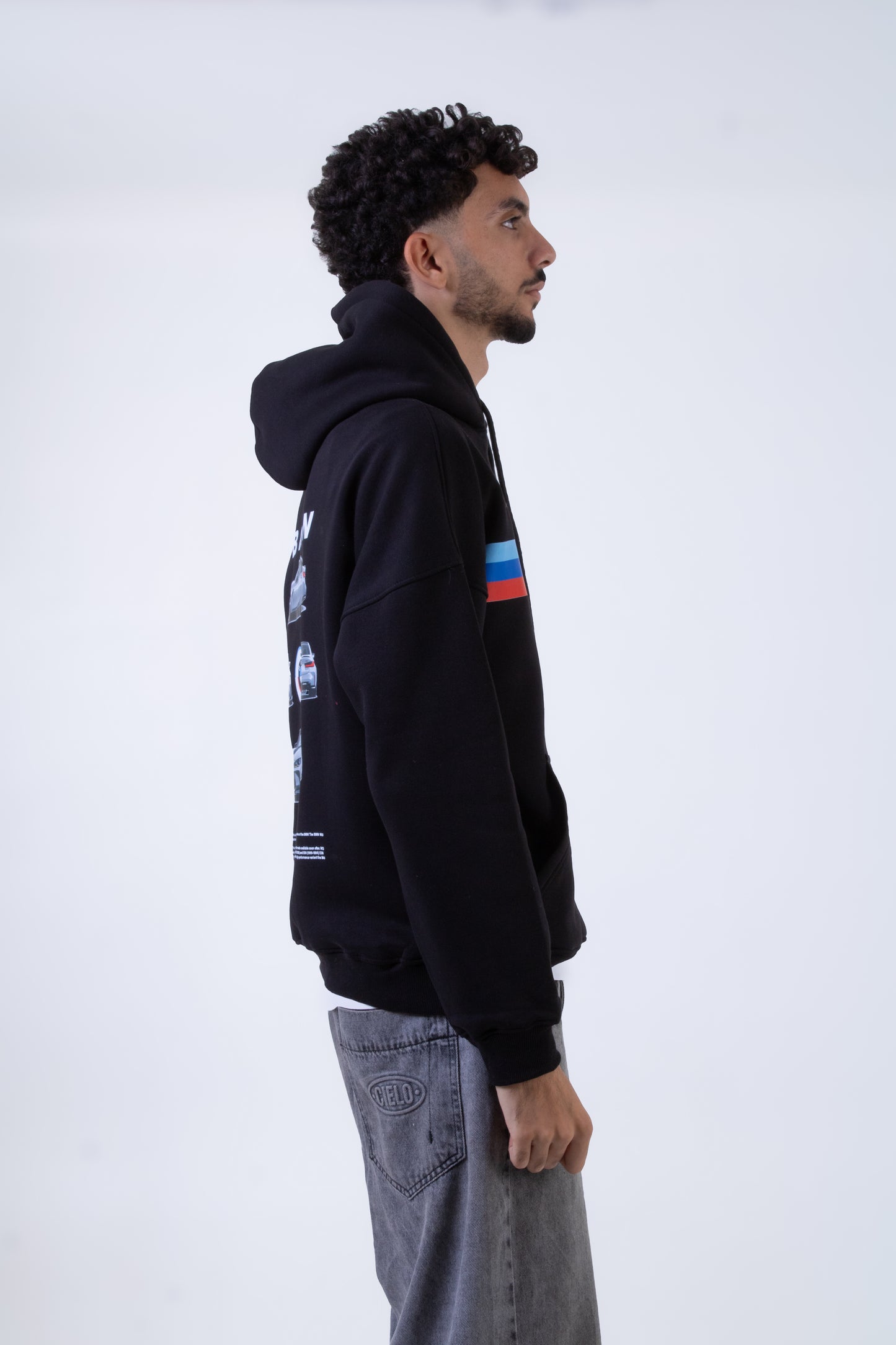 Black Printed "M3" Hoodie