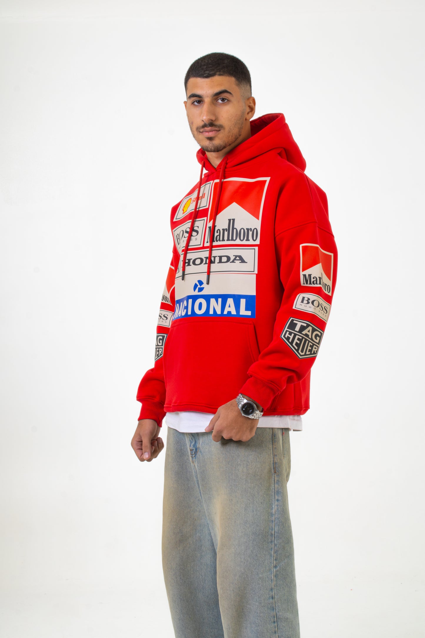 Red Printed "MARL" Hoodie