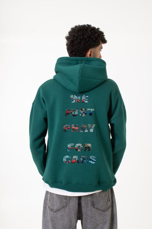 Dark Green Printed "the weekend" Hoodie