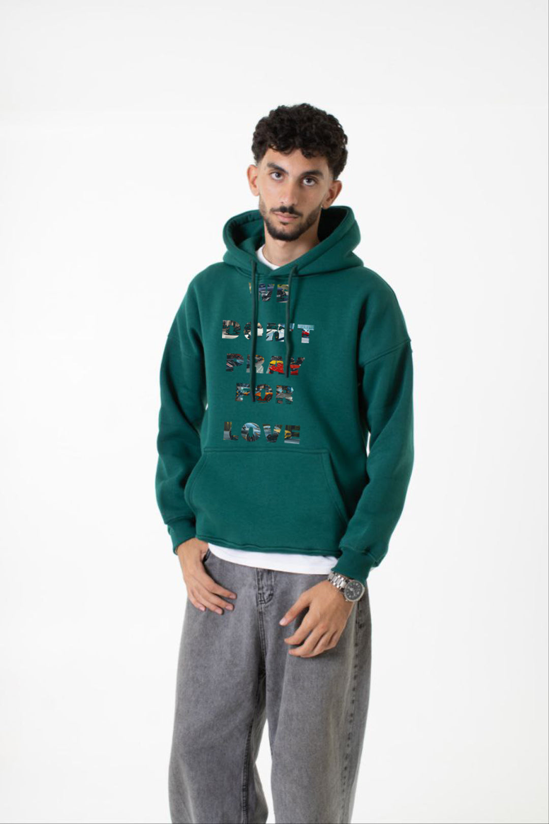 Dark Green Printed "the weekend" Hoodie