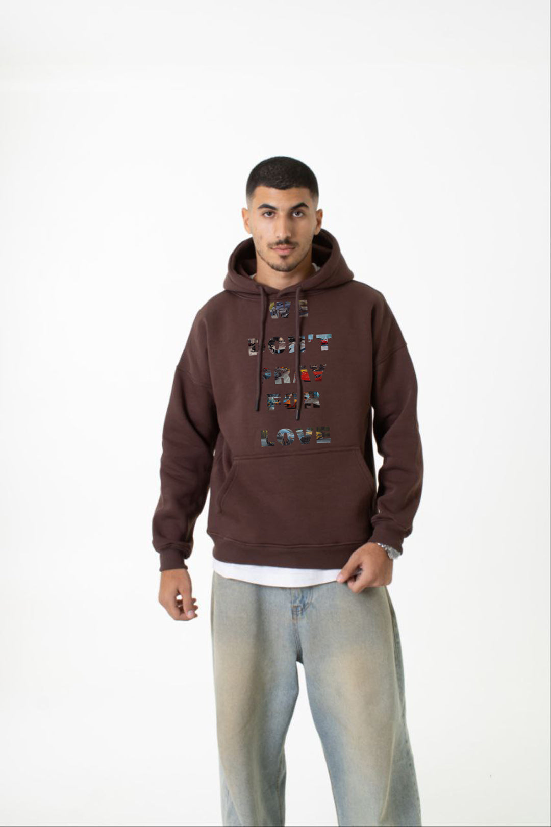 Brown Printed "the weekend" Hoodie